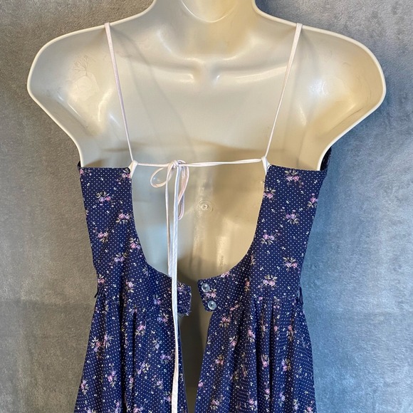 Vintage Upstairs by Dino California Midi Dress Floral Back Tie Dainty Cottage - Picture 4 of 10